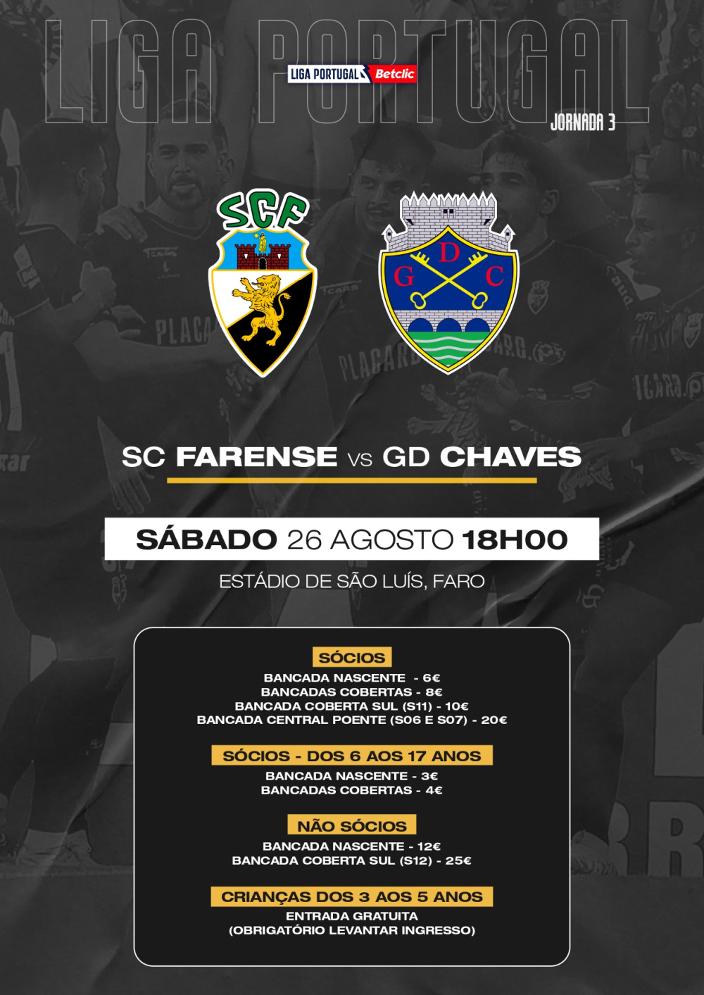 INFO BILHETES - LIGA PORTUGAL BETCLIC - 3ª JORNADA
