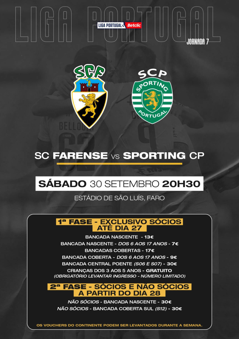 INFO BILHETES LIGA PORTUGAL BETCLIC - 7ª JORNADA