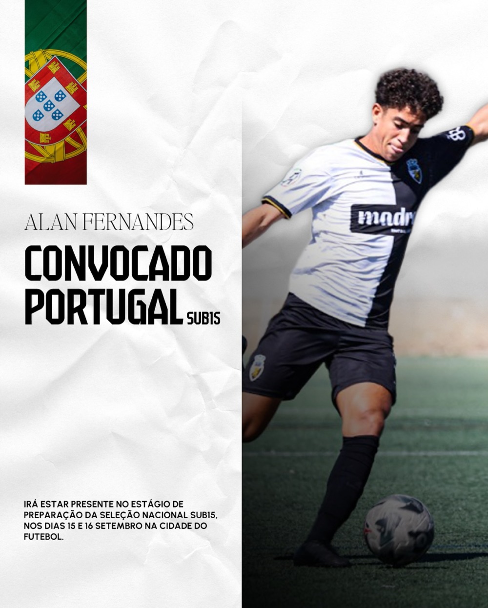 Alan Fernandes chamado à Seleção Nacional Sub-15!