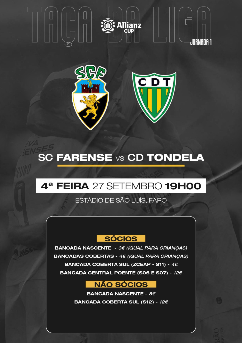 INFO BILHETES - ALLIANZ CUP - 1ª JORNADA