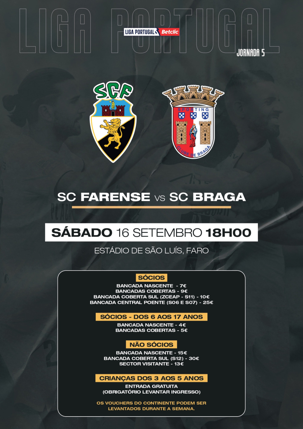 INFO BILHETES - LIGA PORTUGAL BETCLIC - 5ª JORNADA