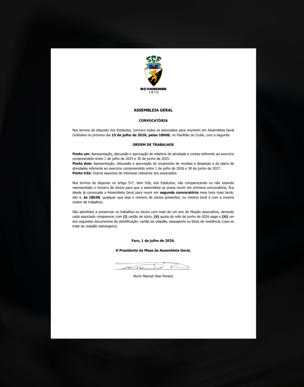 CONVOCATÓRIA ASSEMBLEIA GERAL