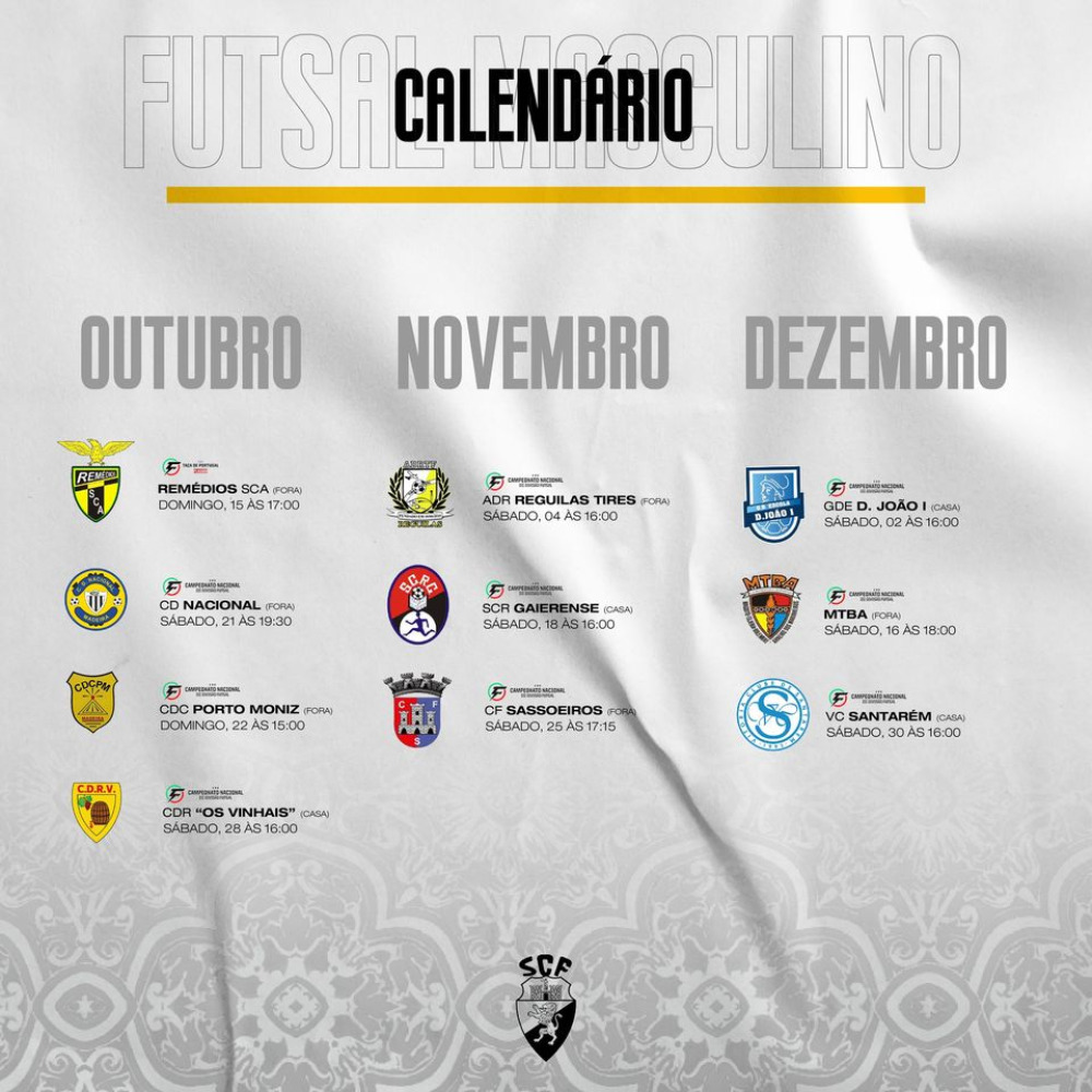 CALENDÁRIO FUTSAL SENIOR MASCULINO